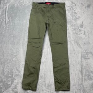 Guess Pants Mens 34x32 Green‎ Casual Flat Front Slim Fit Chinos
